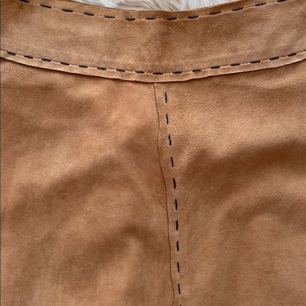 VTG.Easton Pearson Elegant Gold Brown Kid Suede Silk Lining Maxi Skirt - Picture 3 of 12